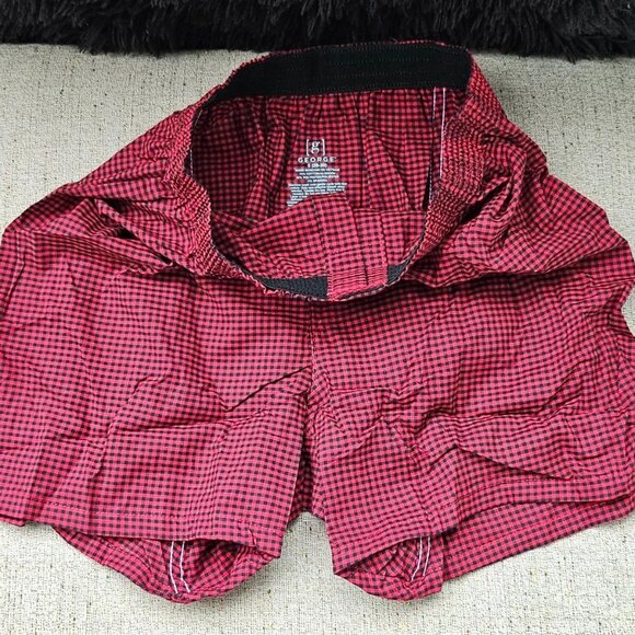 George Men Boxer Shorts Red/Black Tone Cotton Blend Sleep Short Size S 28-30 Br - Picture 3 of 11